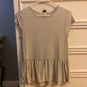 Black and white striped peplum shirt